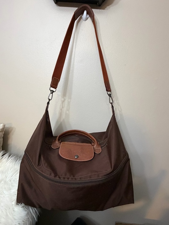 Longchamp Brown Canvas Duffel with Tan Leather Trim - Picture 6 of 11